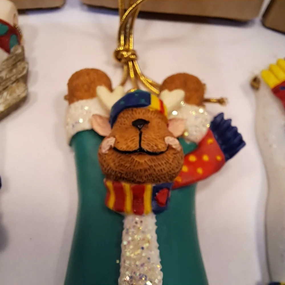 Ornament Holiday Package Topper New 1998 Avon Lot of 3 Angel Snowman Reindeer